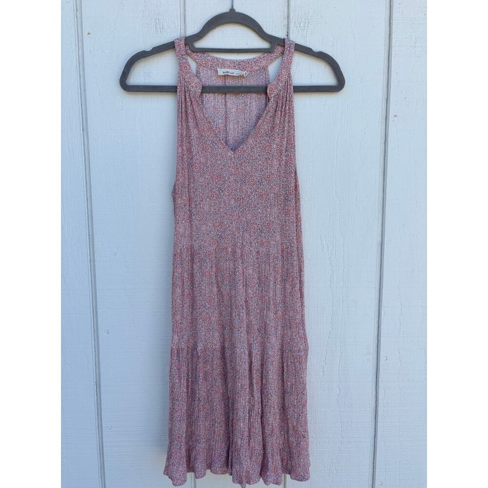 Millibon Abstract Floral Dress, Pleated, Sleeveless, Size S
